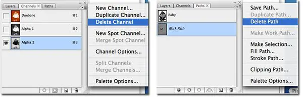 Instructions on how to delete Alpha Channels prior to saving