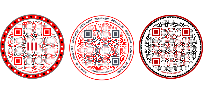 Examples of 3 different QR code design options