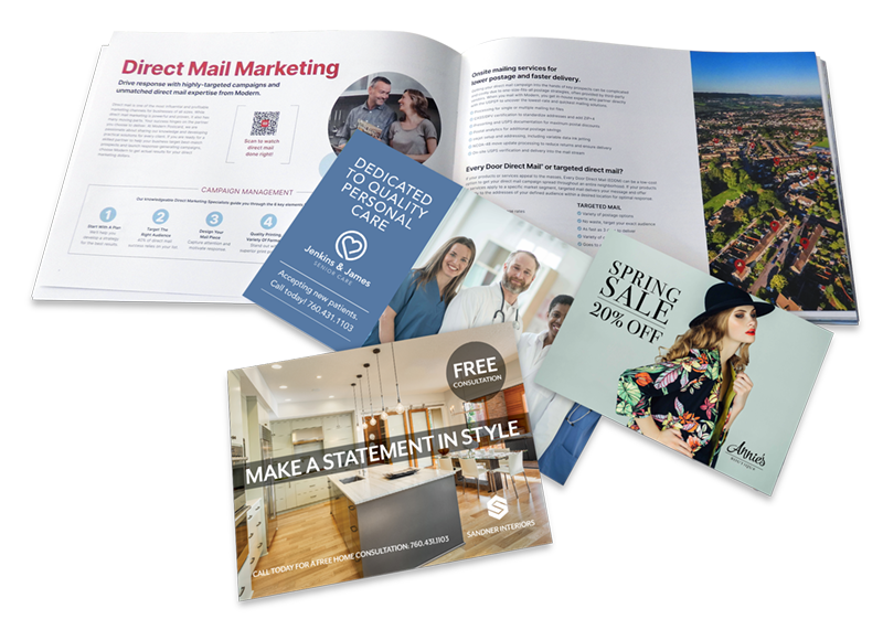 Marketing Kit printed samples in various formats