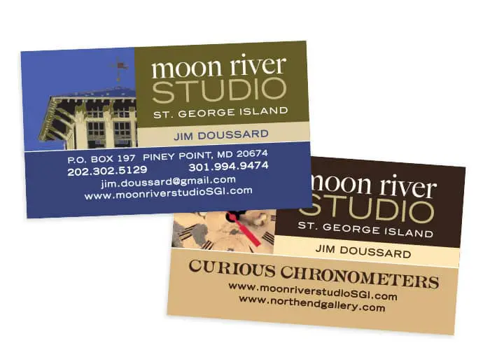 Business Card Printing - Showing 2 sample business cards for studios