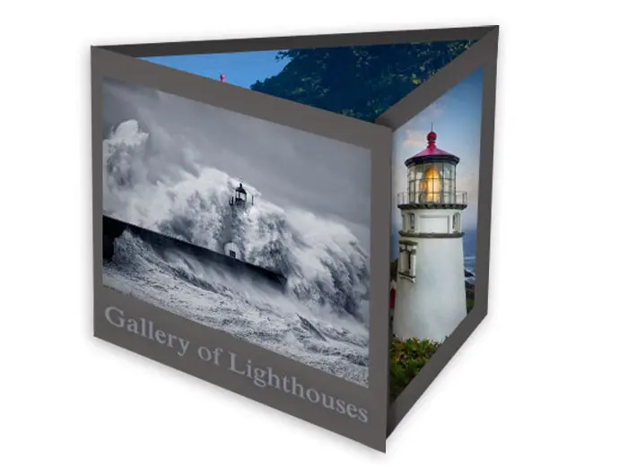Panoramic Triple 5x7 Folded Card Printing - Product Image showing the ocean and a lighthouse